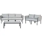 Beliani SKALA - Loungeset 5-zits - Lichtgrijs - Staal