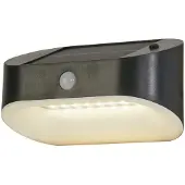 Searchlight LED-zonne-wandlamp 67421BK-PIR, bewegingsmelder 67421BK-PIR, alu / grijs / zink, Kunststof, solar buitenlamp
