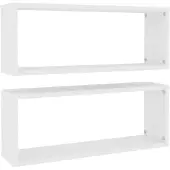 vidaXL Wandschappen kubus 2 st 60x15x23 cm bewerkt hout wit