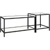 vidaXL 2-delige Salontafelset gehard glas transparant