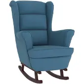 vidaXL Schommelstoel met oorleuning fluweel massief hout blauw