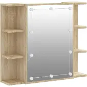 vidaXL Spiegelkast met LED-verlichting 70x16,5x60 cm sonoma eikenkleur
