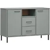 vidaXL Dressoir met metalen poten OSLO 113x40x77 cm grenenhout grijs