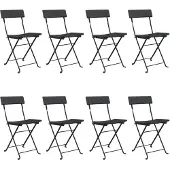 vidaXL Bistrostoelen 8 st inklapbaar poly rattan en staal zwart