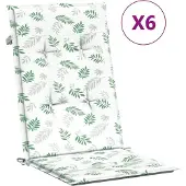 vidaXL Stoelkussens 6 st hoge rug bladpatroon stof