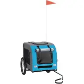 vidaXL Hondenfietstrailer oxford stof en ijzer blauw en grijs
