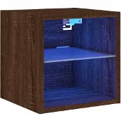 vidaXL Tv-wandmeubel met LED-verlichting 30x28,5x30 cm bruineikenkleur