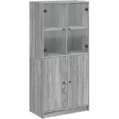 vidaXL Hoge kast met deuren 68x37x142 cm bewerkt hout grijs sonoma
