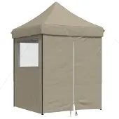 vidaXL Partytent inklapbaar pop-up met 4 zijwanden taupe