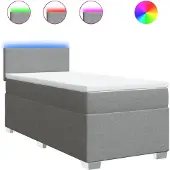 vidaXL Boxspring met matras stof lichtgrijs 100x200 cm