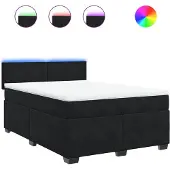 vidaXL Boxspring met matras fluweel zwart 140x190 cm