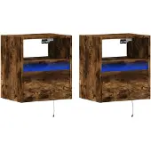 vidaXL Tv-wandmeubels met LED 2 st 41x31x45 cm gerookt eikenkleurig