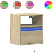 vidaXL Nachtkastjes met LED wandgemonteerd 2 st sonoma eikenkleurig