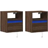 vidaXL Tv-wandmeubels met LED 2 st 41x31x45 cm bruin eikenkleurig