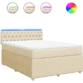 vidaXL Boxspring met matras stof crèmekleurig 160x200 cm