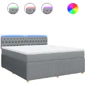vidaXL Boxspring met matras stof lichtgrijs 180x200 cm