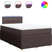 vidaXL Boxspring met matras stof donkerbruin 120x200 cm