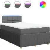 vidaXL Boxspring met matras stof donkergrijs 120x200 cm