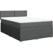 vidaXL Boxspring met matras stof donkergrijs 160x200 cm