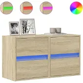 vidaXL Tv-wandmeubels met LED 2 st 41x31x45 cm sonoma eikenkleurig