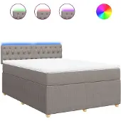 vidaXL Boxspring met matras stof taupe 160x200 cm