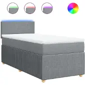 vidaXL Boxspring met matras stof lichtgrijs 80x200 cm