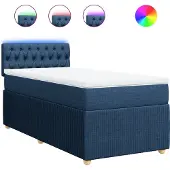 vidaXL Boxspring met matras stof blauw 100x200 cm