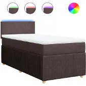 vidaXL Boxspring met matras stof donkerbruin 80x200 cm