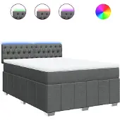 vidaXL Boxspring met matras stof donkergrijs 140x190 cm