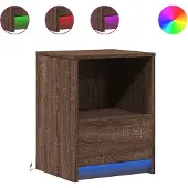 vidaXL Nachtkastje met LED-verlichting bewerkt hout bruin eikenkleur