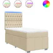 vidaXL Boxspring met matras stof crèmekleurig 90x200 cm