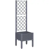 vidaXL Plantenbak met latwerk 40x40x142 cm polypropeen blauwgrijs