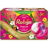 Robijn 1+1 Gratis: Wascapsules 3-in-1 Tropical 15 Stuks