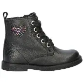 Nelson Kids leren veterboots zwart Meisjes Leer Effen - maat 22