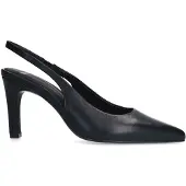 Manfield Zwarte leren slingbacks | Maat 41