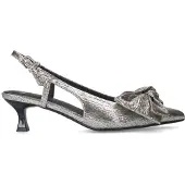 Manfield Zilveren glitter slingbacks met strik | Maat 38