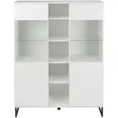 Hioshop Akai vitrinekast 2 deuren wit hoog glans.