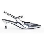 Manfield Zilveren lak slingbacks | Maat 38