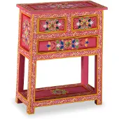 vidaXL Dressoir met lades handgeschilderd massief mangohout roze