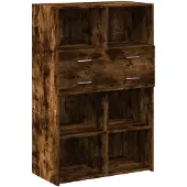 vidaXL Hoge kast 80x42,5x124 cm bewerkt hout gerookt eikenkleurig