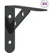 vidaXL Plankdragers 4 st 15x2,5x11,5 cm roestvrijstaal zwart