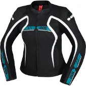 IXS RS-600 1.0 Dames Zwart Cyaan Leren Motorjas Maat 40