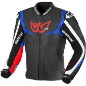 Berik Wild Chase Zwart Wit Rood Blauw Leren Motorjas Maat 54