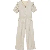Vertbaudet Feestelijke jumpsuit met pofmouwen en volants voor meisjes goud