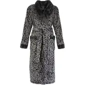 Irresistible Irrestible Dames Badjas - Fleece - Tijgerprint - Grijs - Maat XL