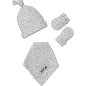 Vertbaudet Personaliseerbare gebreide babymuts + wanten + sjaal + tas voor babymeisjes met print ecru
