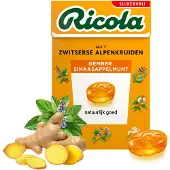 Ricola 20x Gember Sinaasappelmunt Suikervrij Doosje 50 gr