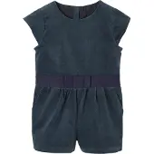 Vertbaudet Gladde fluwelen babyjumpsuit smaragdgroen