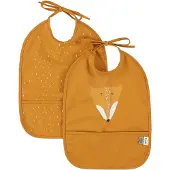 Trixie Afwasbaar slabbetje 2-pack Mr. Fox - Slab voor kinderen - 100% Recycled Polyester - Eenvoudig schoon - Oranje