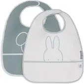 Jollein x Nijntje - Baby Slab Waterproof - Slabbetjes - Miffy Peekaboo Sea Green - 2 Stuks